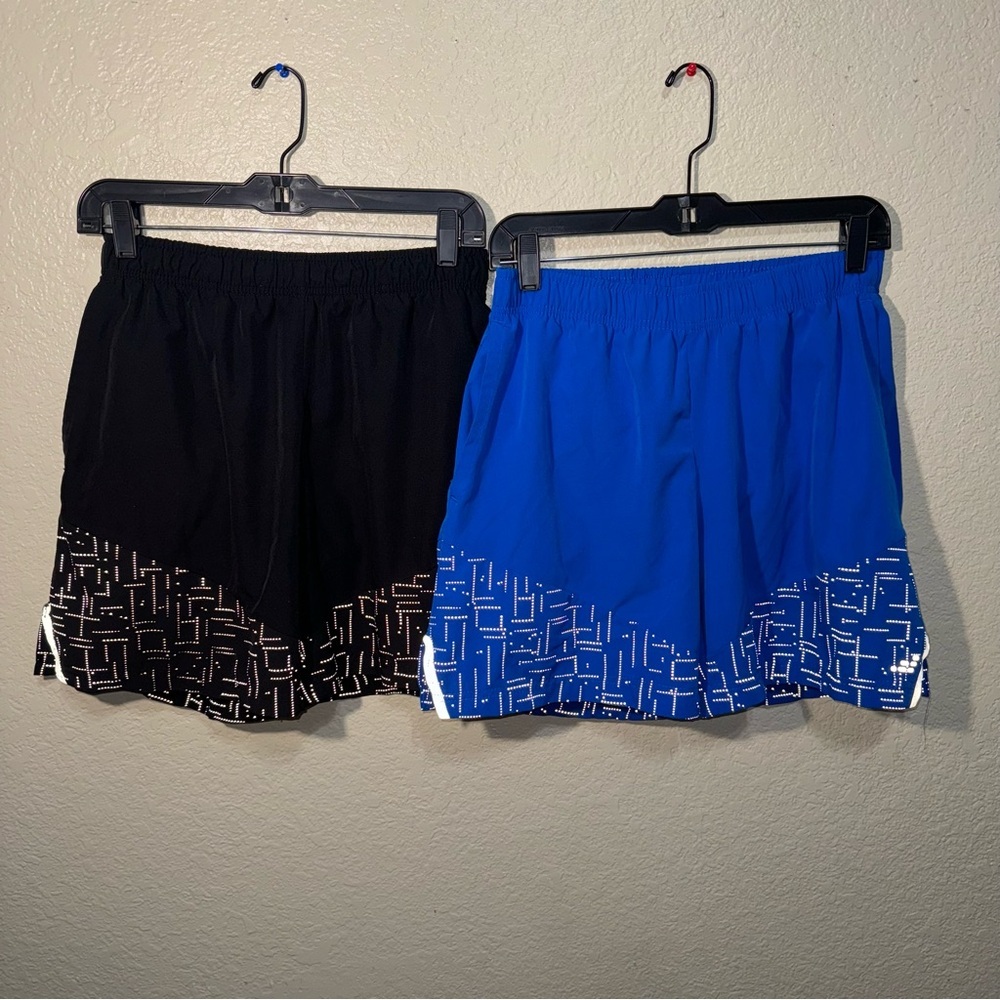 BCG Men’s Running Shorts Size Medium Blue & Black Athletic Gym Bundle 2 Pair